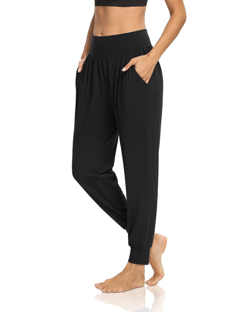 DIBAOLONG Womens Yoga Joggers Loose Workout Sweat Pants Comfy Lounge Pants with Pockets Black S - Image 4